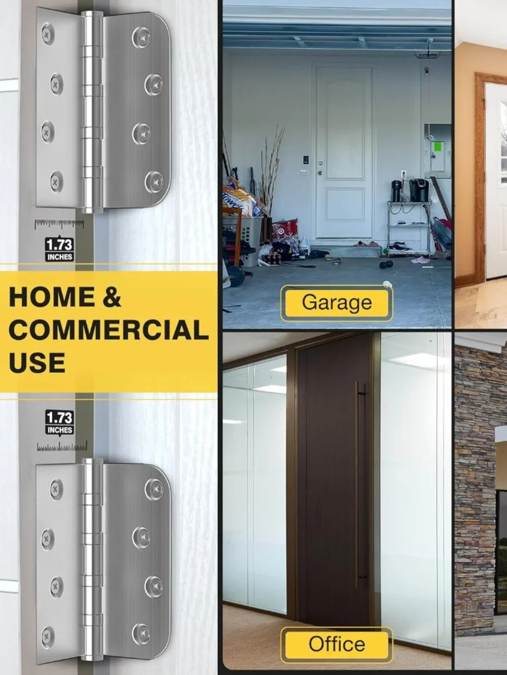 KOLET Heavy Duty 4x4 Ball Bearing Door Hinges – Stainless Steel 6 Pack